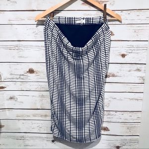 Lush Stretch Pencil Skirt Navy & White